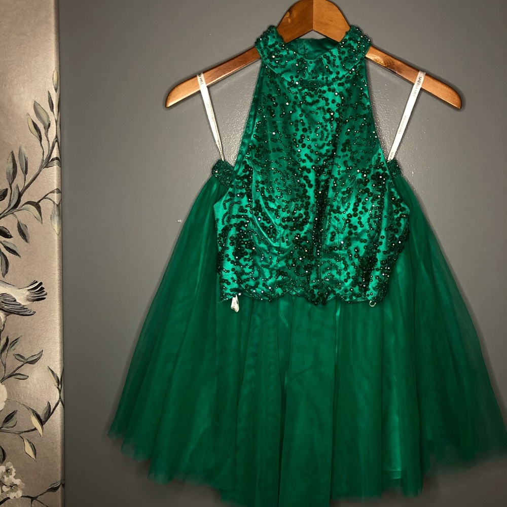 Sherri Hill Two Piece Beaded Green Formal Dress
